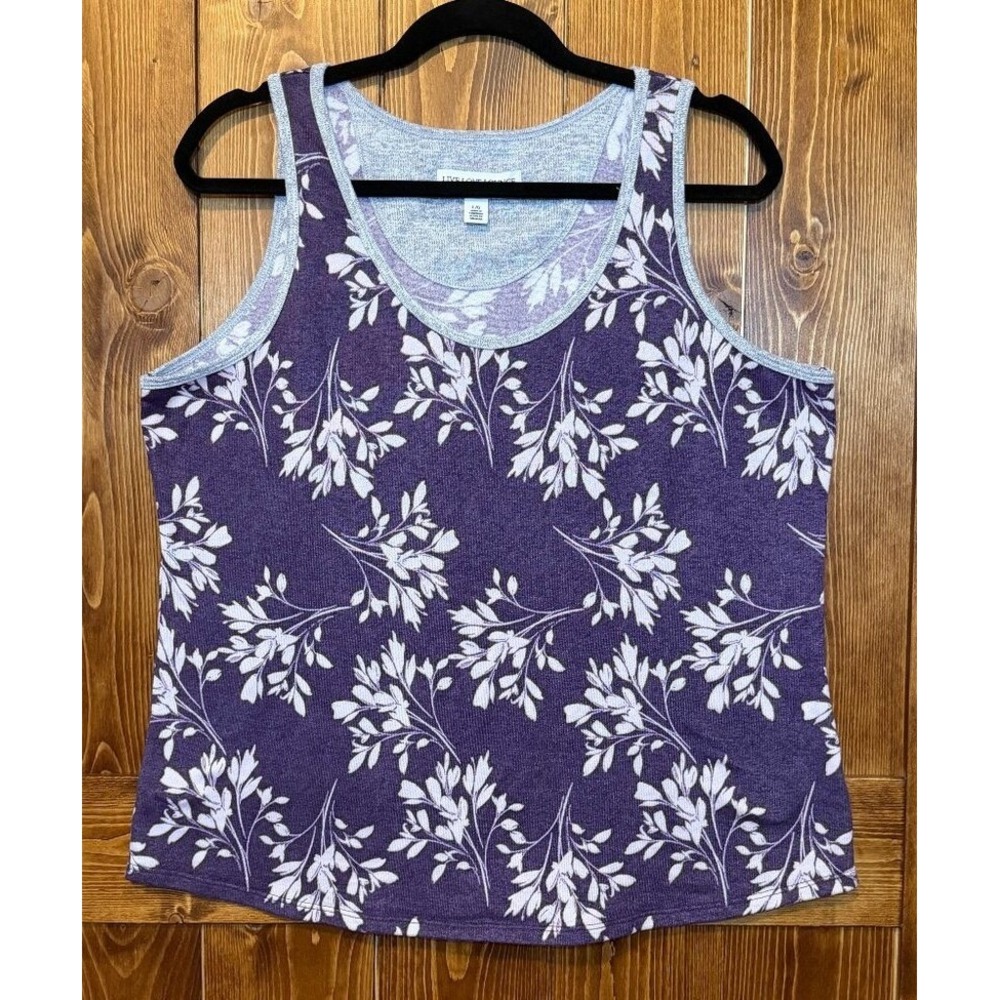 Live Love Lounge Women's Large Purple Floral Tank Top